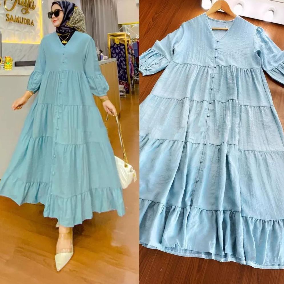 Gamis Midi Dress Premium Baju Dress Wanita Muslim Long Dress Jumbo XL, XXL, XXXL Dress Putih Mini Dr