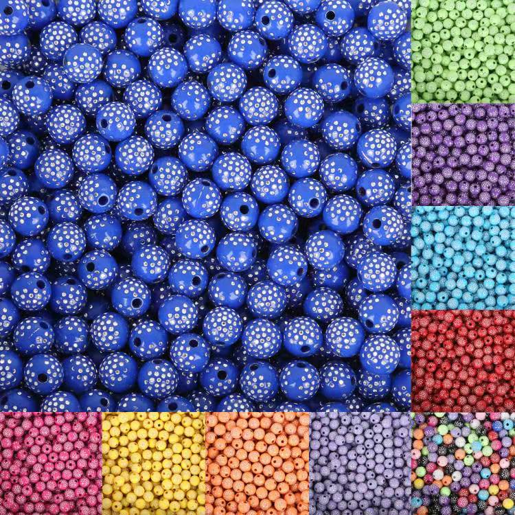 100 Pcs 8 Mm Mengkilap Berlian Imitasi Dot Bulat Plastik Akrilik Bulat Longgar Spacer Manik-manik untuk Membuat Perhiasan DIY Gelang Kalung Kerajinan