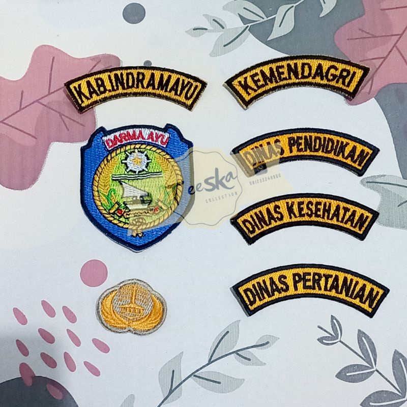 Set Bet / badge Logo dan lokasi Bordir Seragam PDH Khaki PNS Pria atau Wanita Kabupaten Indramayu