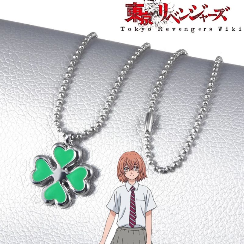 [BISA COD]Kalung Cosplay anime Tokyo Revengers Tachibana Hinata | Four Leaf Clover Liontin | Premium Clover