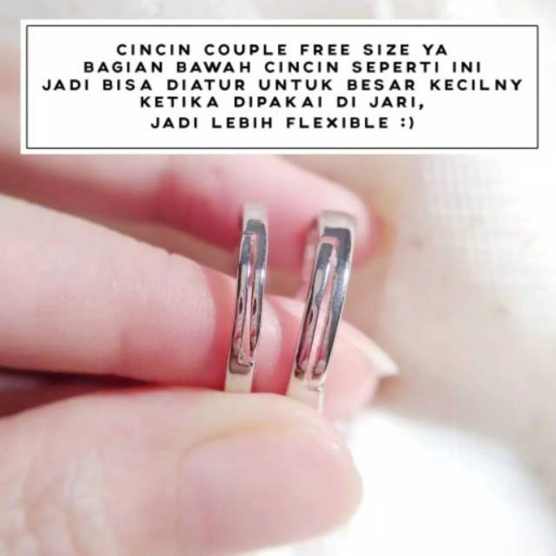 hot cincin couple perak s925 tunangan nikah kawin ring adjustable ring pria wanita sterling silver