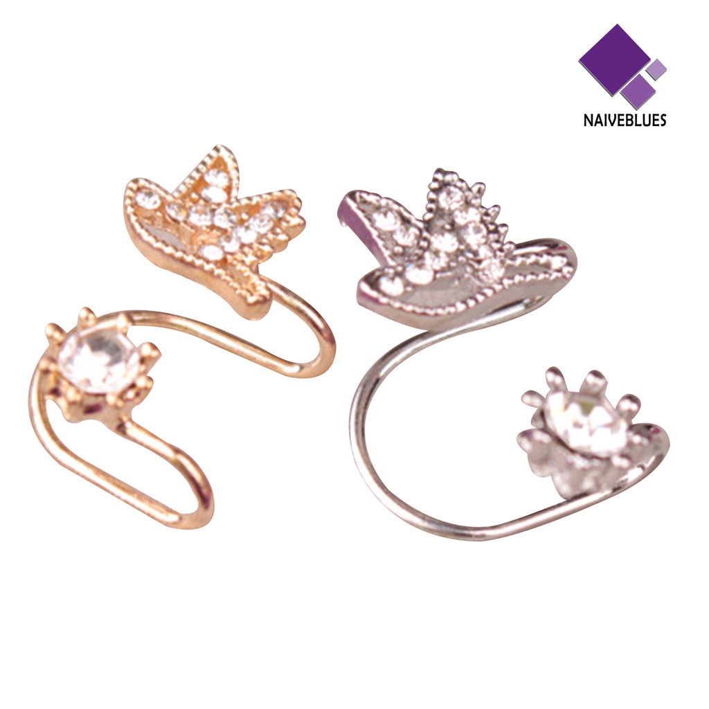 1pc Anting Klip Bentuk Brid Bahan Alloy Aksen Berlian Imitasi Untuk Wanita