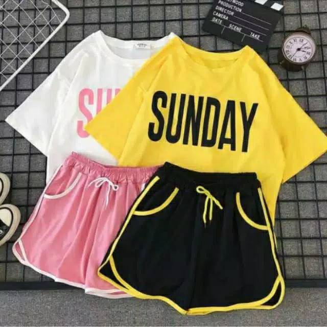 Stelan sunday/set friday baju santai set celana pendek