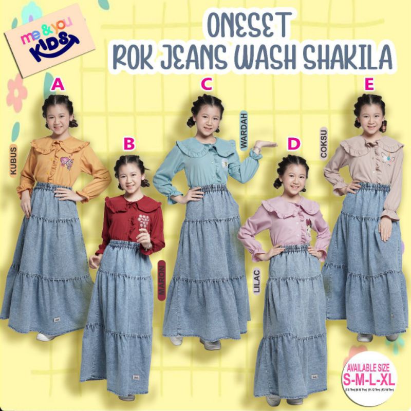 Set Rok Anak Perempuan Remaja Jeans Wash Premium Me & You Kids