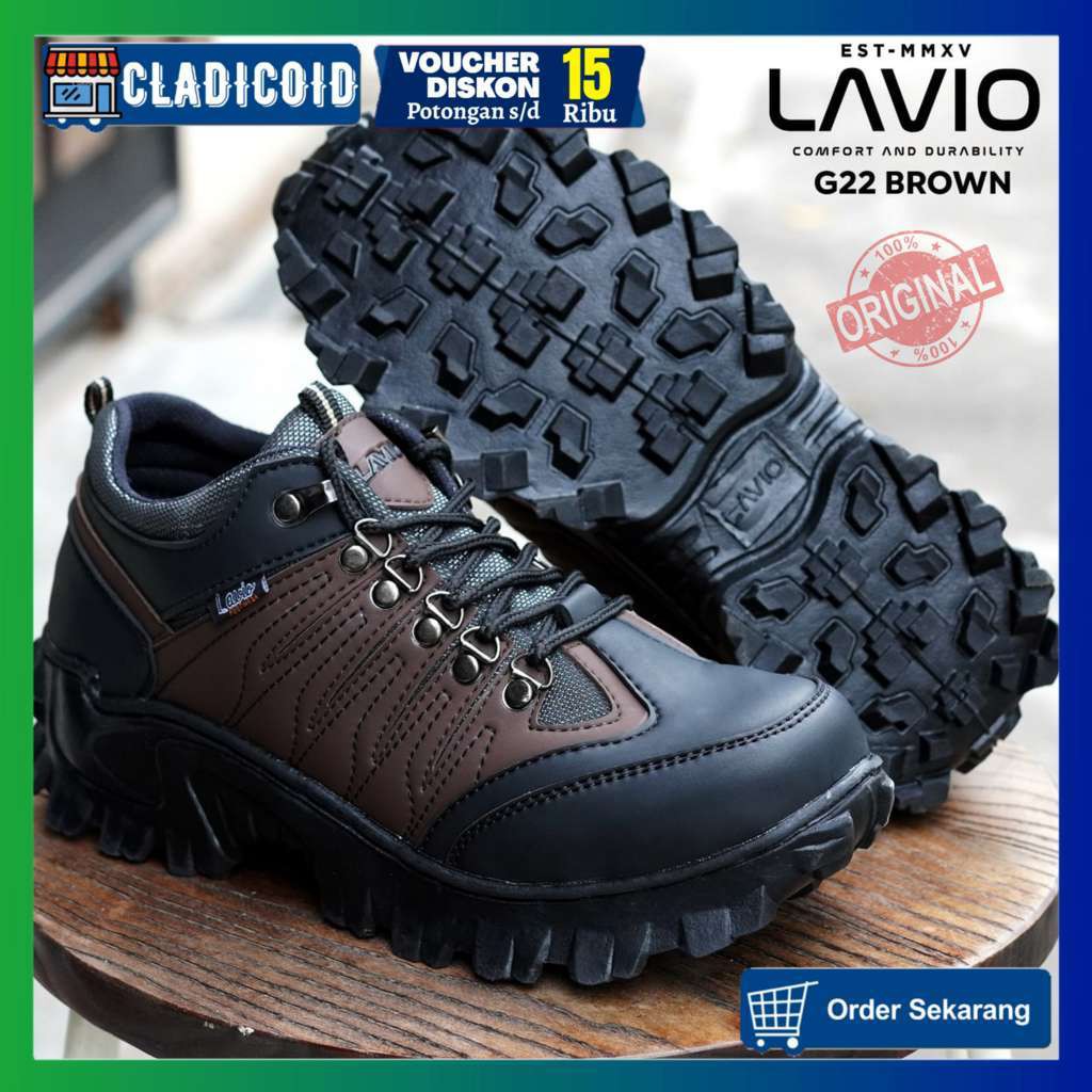 SEPATU SAFETY PRIA UJUNG BESI OUTDOOR HIKING GUNUNG KERJA LAPANGAN PROYEK SPATU SEFTY SHOES HAIKING ADVANTURE ORIGINAL LAVIO G22