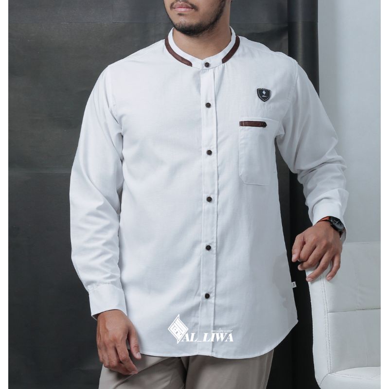 BAJU KOKO KURTA PRIA BERKUALITAS LENGAN PANJANG WARNA PUTIH UKURAN M L XL