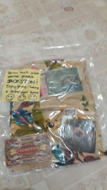 Tanya Stock Dahulu .modhun. Kemeja Pantai Jackston Cowok Lengan Pendek Batik Bunga Casual