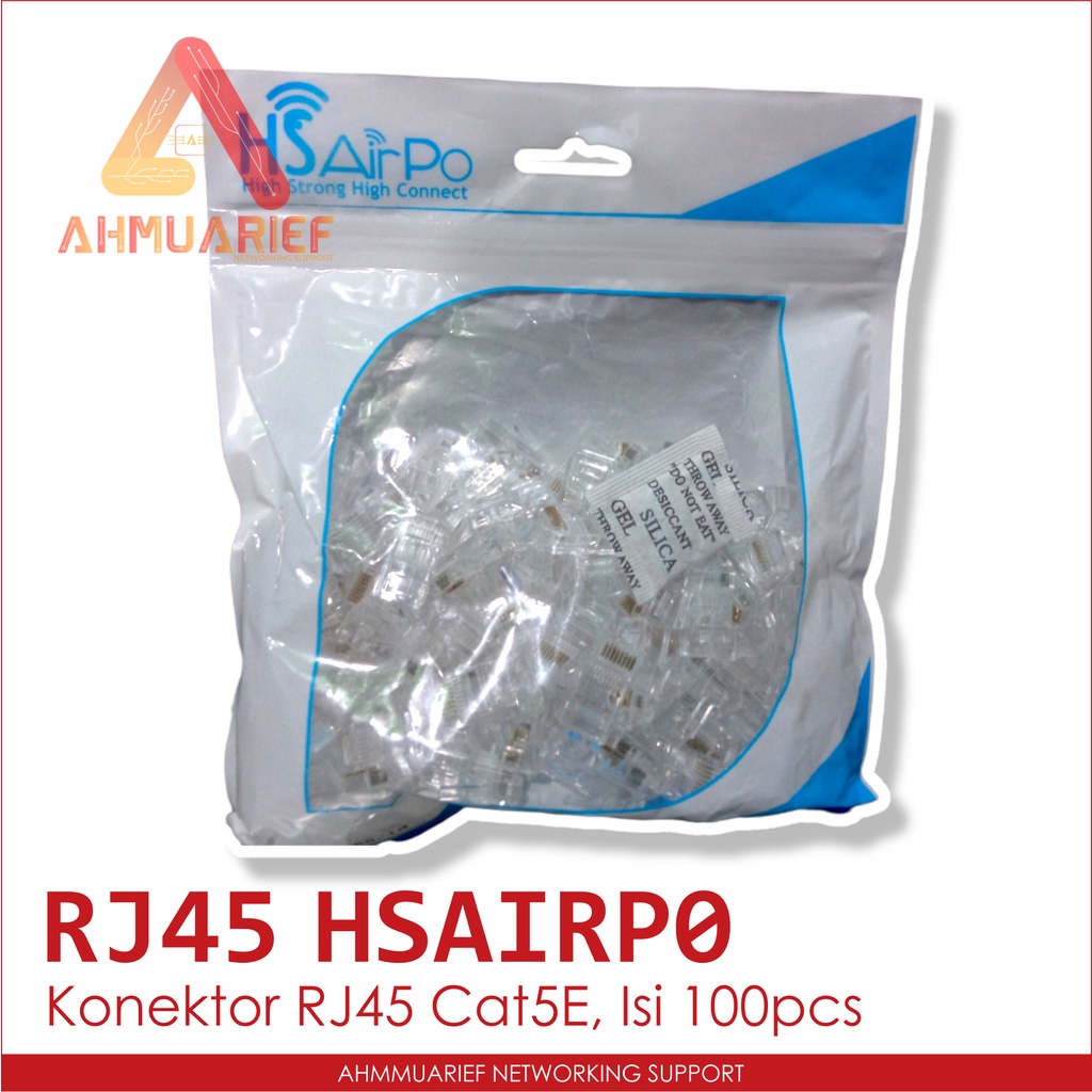 HSAIRPO HS AIRPO KONEKTOR CONNECTOR UTP RJ45 CAT5 CAT5E ISI 100pcs HS RC5EU