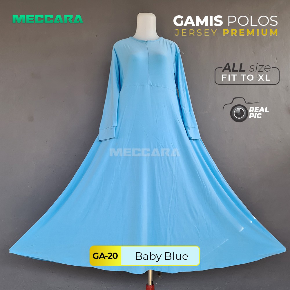 Gamis Polos Bahan Jersey Premium - Gamis Polos Baby Blue