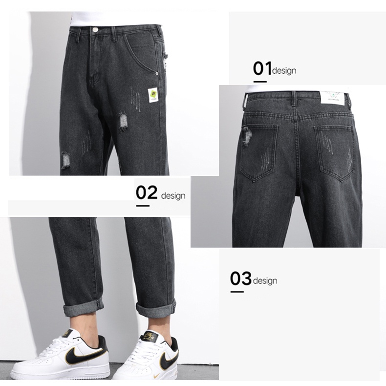 Celana jeans pria sobek tambal Celana jeans hitam pria Celana jeans pria slimfit celana jeans denim pria jeans cowok