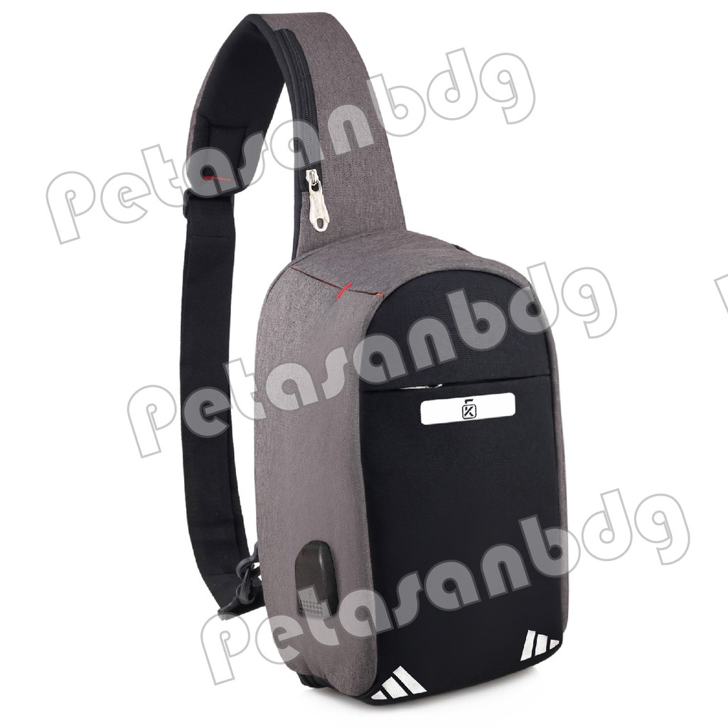 PTS -Tas Selempang Anti Maling Casual Anti Theft Slingbag With - Dark Grey Chest Bag