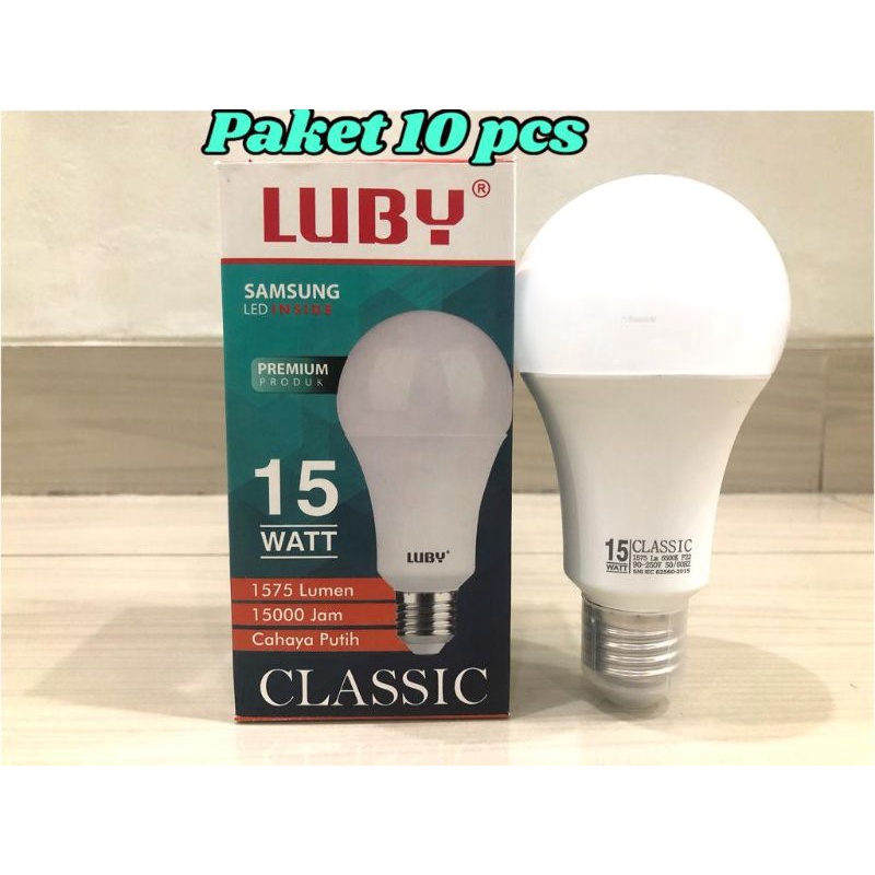 BOHLAM LED LUBY CLASSIC CAHAYA PUTIH PAKET 10 15 WATT