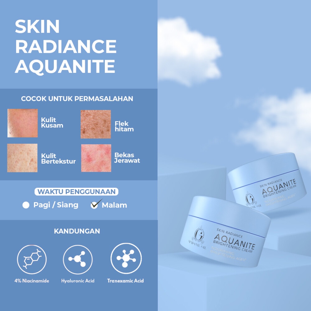 Madame Gie Skin Radiance AQUANITE Brightening Cream - Skincare Wajah Krim Malam Pencerah