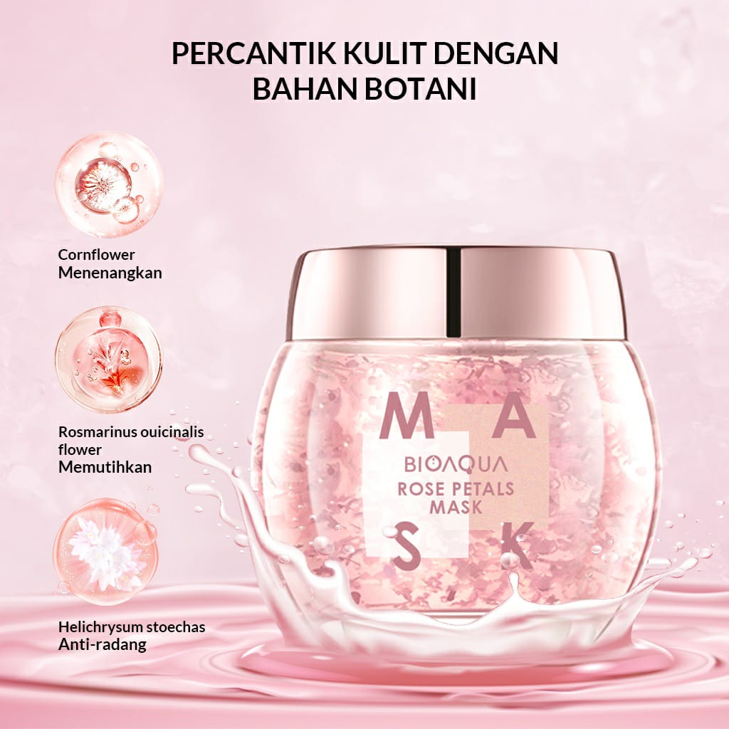 BPOM BIOAQUA Rose Petals Mask 120g / Masker Wajah Bio aqua / BB