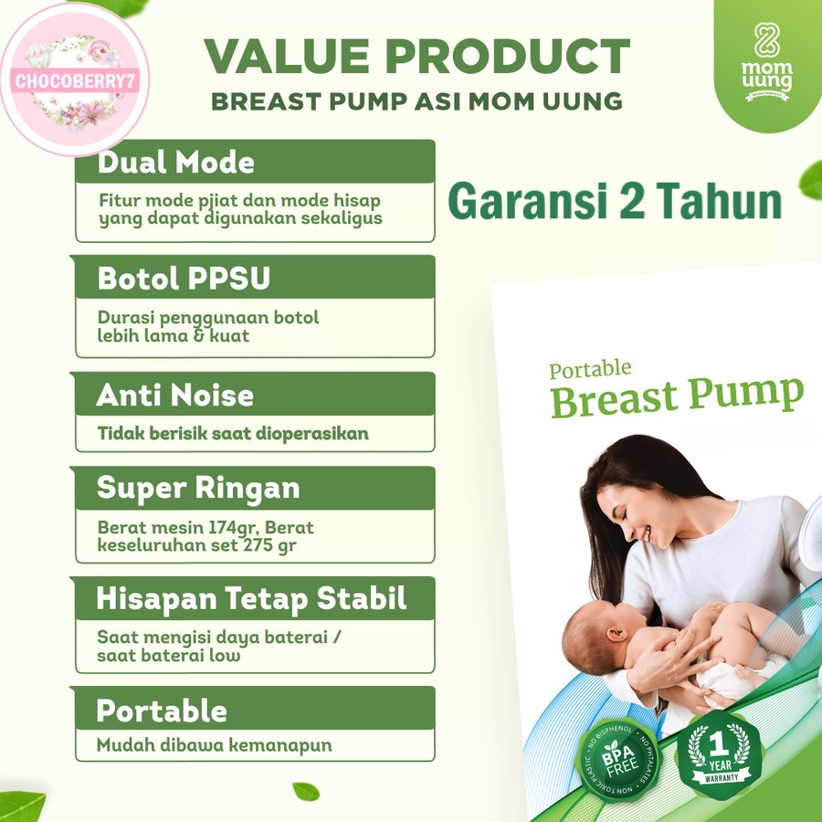 Pompa ASI Mom Uung Portable Elektrik Mom Uung breast pump breast feeding MomUung Tangerang