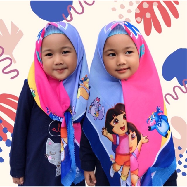 VOAL PRINTING ANAK MOTIF DORA / HIJAB ANAK DORA / JILBAB ANAK DORA / KERUDUNG ANAK DORA