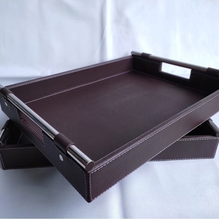 40x30x5 cm Tray Nampan Kulit Premium / PROMO Baki Tempat Minuman / Tempat Tatakan Gelas