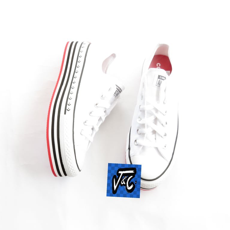 Converse CTAS Archival Lift Platform Layer Logo Play Ox White Murah