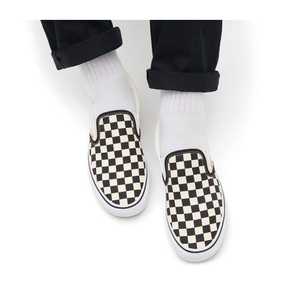 SLIP-ON CHECKERBOARD BLACK/WHITE CLASSIC ORIGINAL 100%