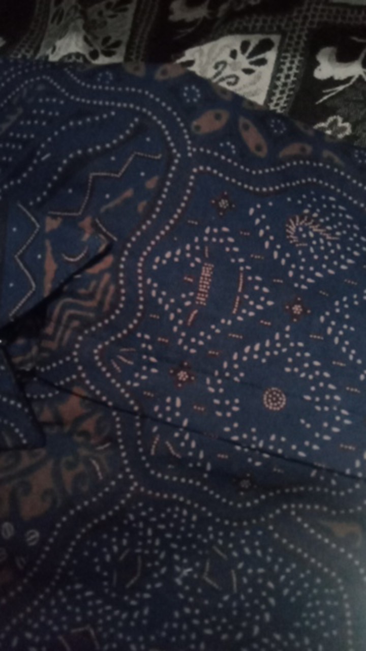 Kemeja Batik Pria Modern Lengan Panjang Pendek Full Furing - Baju Hem Batik Pria Solo Biru Navy