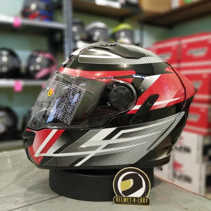 Helm Full Face Zeus Z813 AN1 Black Red Double Visor