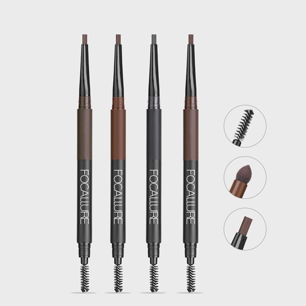 FA64 FOCALLURE 3 in 1 Auto EyeBrows Pen 24 Jam Warna Tahan Lama