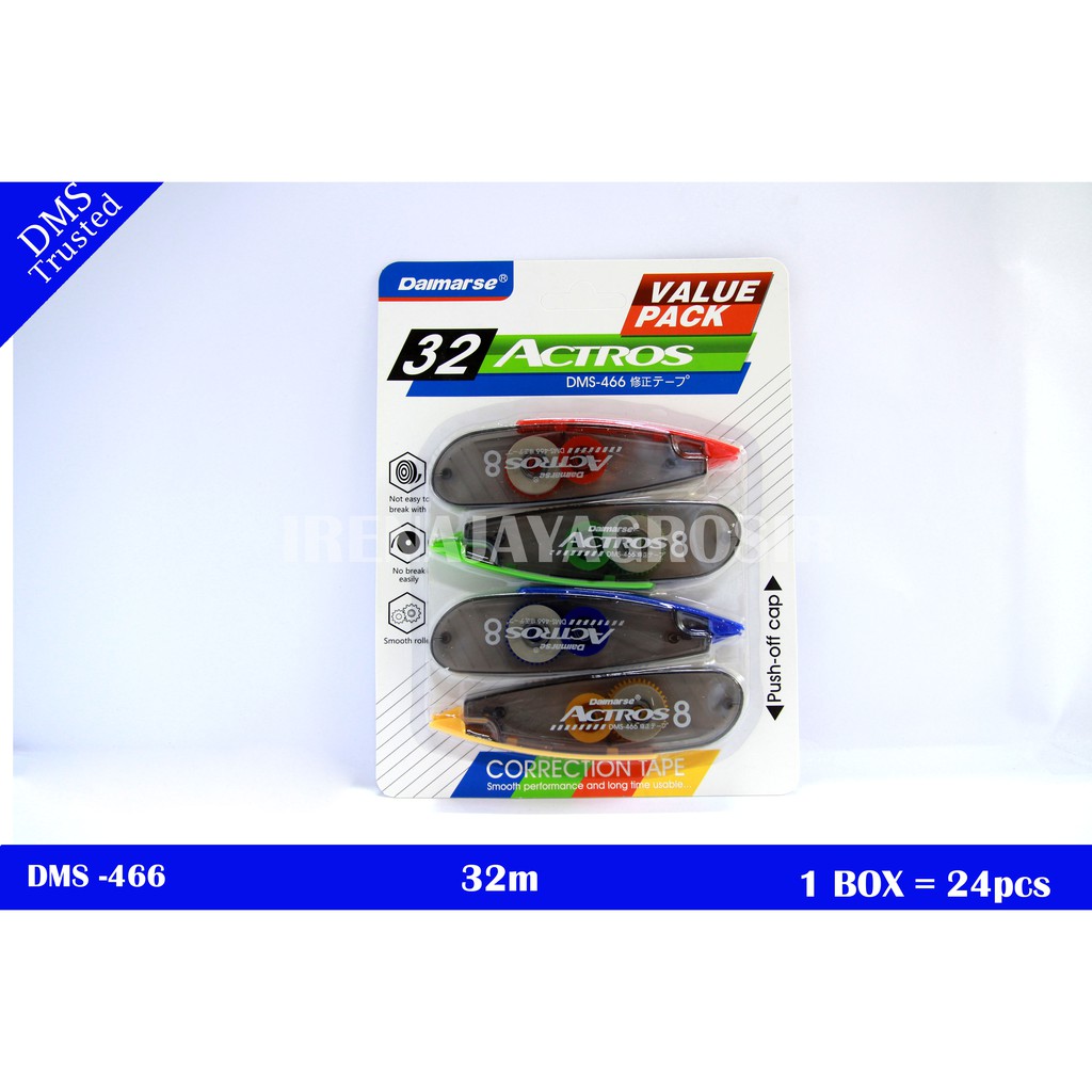 

Correction tape / tip x roll isi 4 panjang (8X4= 32 meter) / tipe x pita / Daimarse dms-466