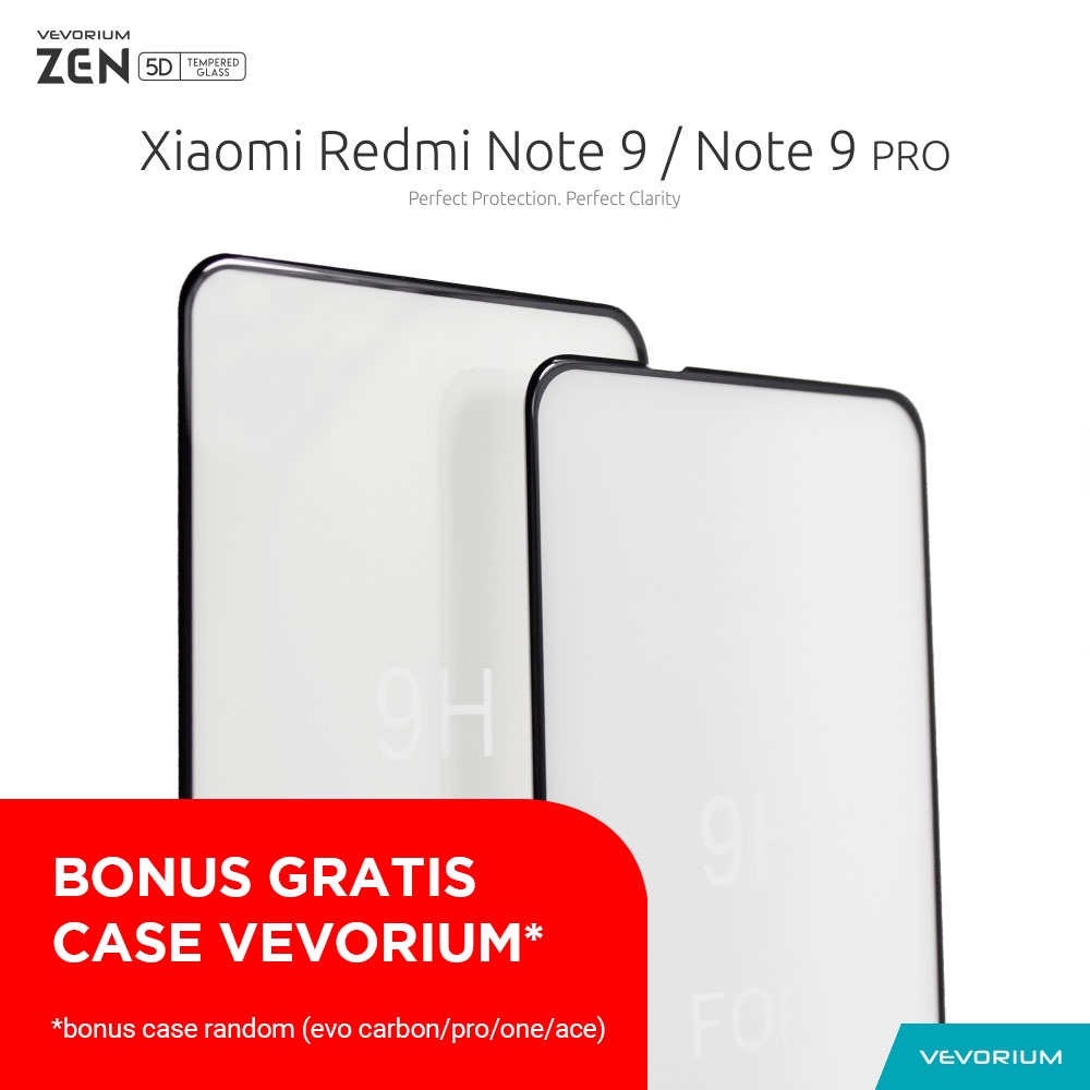 VEVORIUM ZEN 5D Xiaomi Redmi Note 9 PRO Note 9 Biasa 3D Full Cover Tempered Glass Anti Gores Kaca