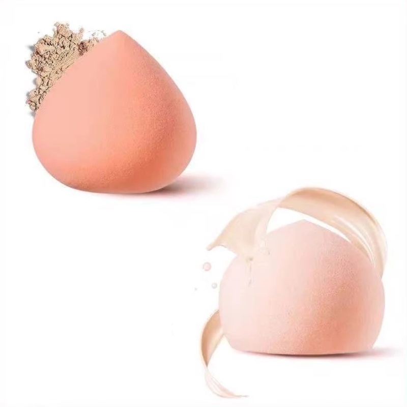 1Pc Portable Dry &amp; Wet Use Makeup Blender Puff Peach-Shaped Cleaning Egg  Multicolored