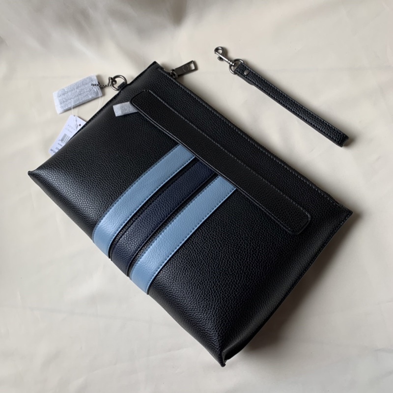 COACH CLUTCH IN SIGNATURE (F31514) Black Stripe Navy