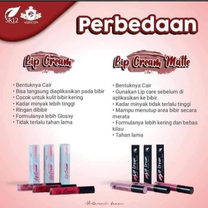 LIP CREAM SR12 / LIPCREAM AMAN BPOM BEBAS PARABEN / LEMBUT DAN TIDAK KERING DIBIBIR