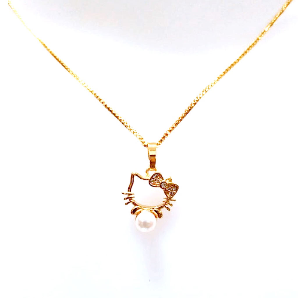 RAKA Acc - Kalung Xuping Gold Perhiasan Cantik Anak Liontin Hello Kitty Lapis Emas 18k 010