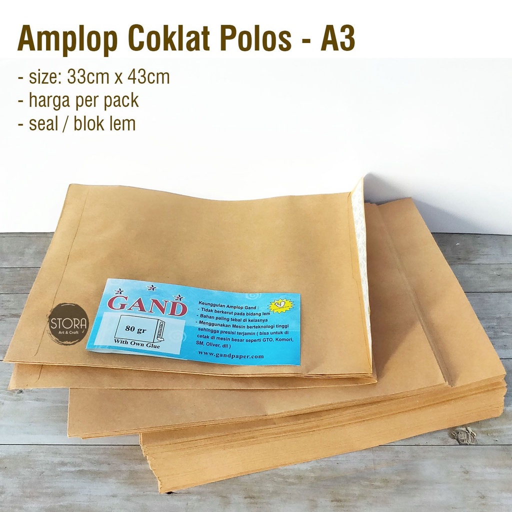 

Gand Amplop Coklat Samson Kraft Polos Seal A3 33cm x 43cm per pack Amplop gaji surat