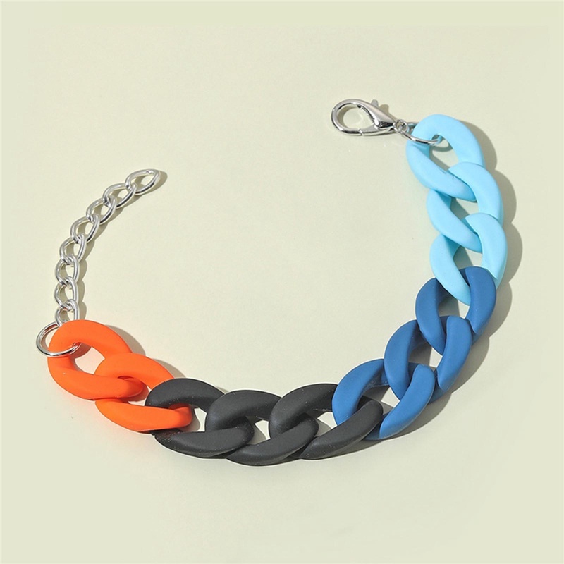 Gelang Rantai Bahan Akrilik Resin Matte Warna-Warni Untuk Wanita