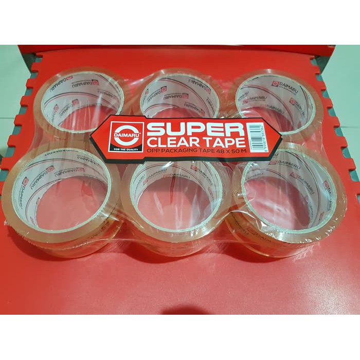 Lakban Bening Daimaru SUPER CLEAR FLAT PACK 48 mm x 50 meter ( Isi 6 Pcs ) Clear Tape