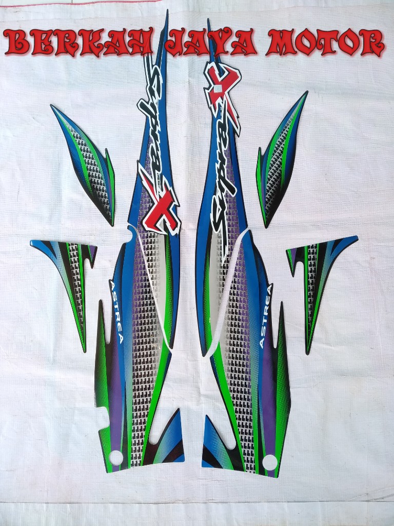 HONDA SUPRA X STRIPING STICKER HONDA SUPRA X LAMA TAHUN 2003 WARNA FULL BODY HITAM CORAK BIRU