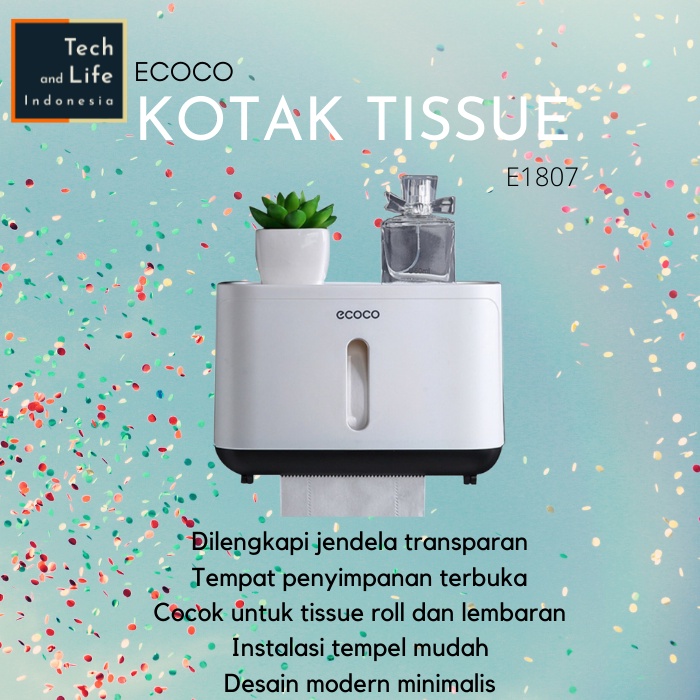 Ecoco E1807 Kotak Tempat Tisu Toilet Estetik Tempel Gantung Tissue Box