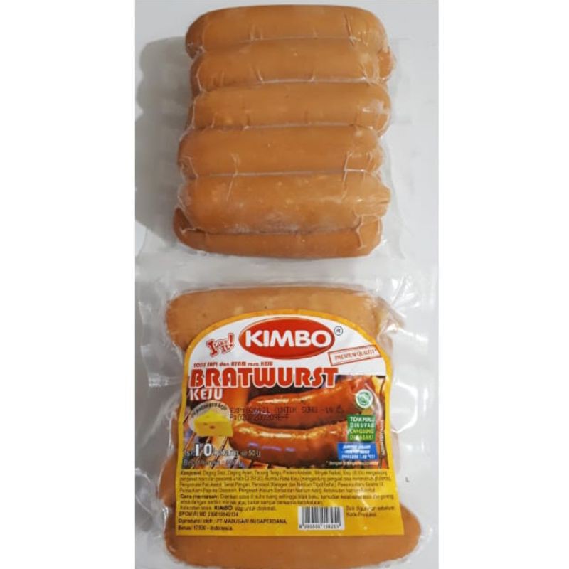 

Kimbo Sosis Sapi Bratwurst Keju ( isi 10 ) 500 gram