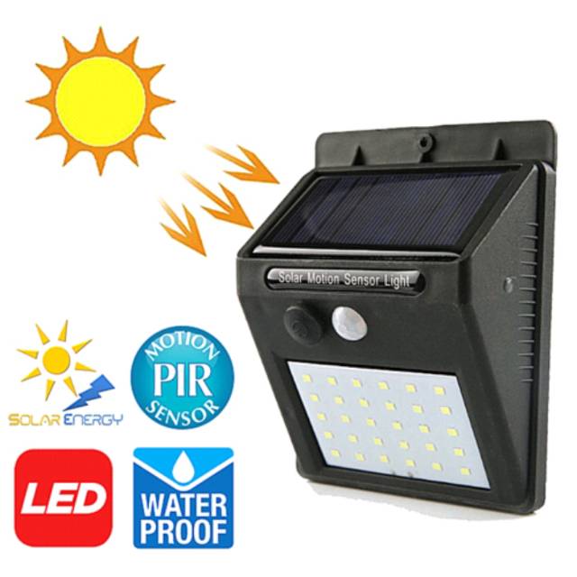 LAMPU LED TEMBOK DINDING SOLAR SESNOR OTOMATIS OUTDOOR 30 LED