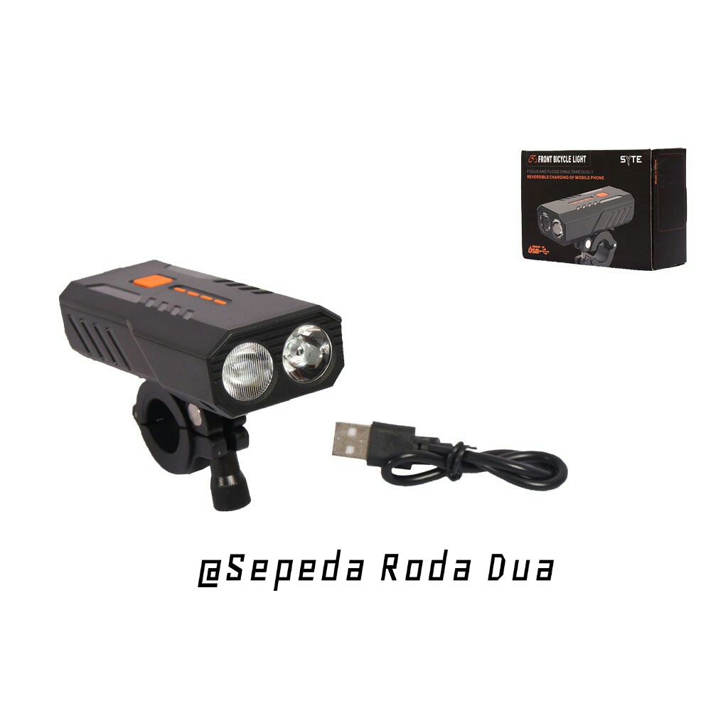 Front Light/Lampu Depan Sepeda, PC+ABS, BK, 350 LM, SYTE-J631