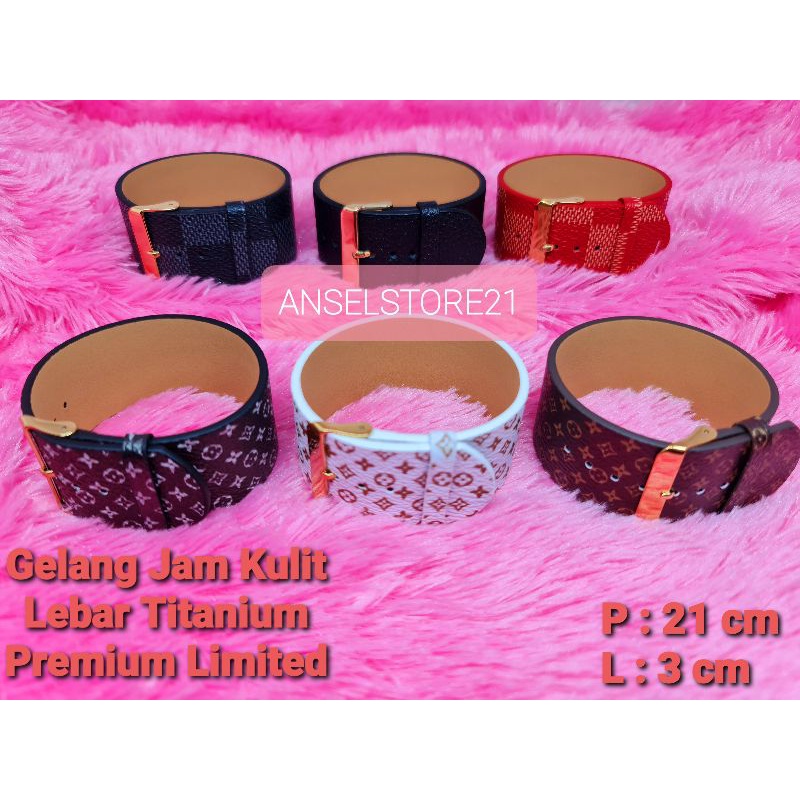 Gelang Jam Kulit Lebar 2cm & 3cm Titanium Premium Limited