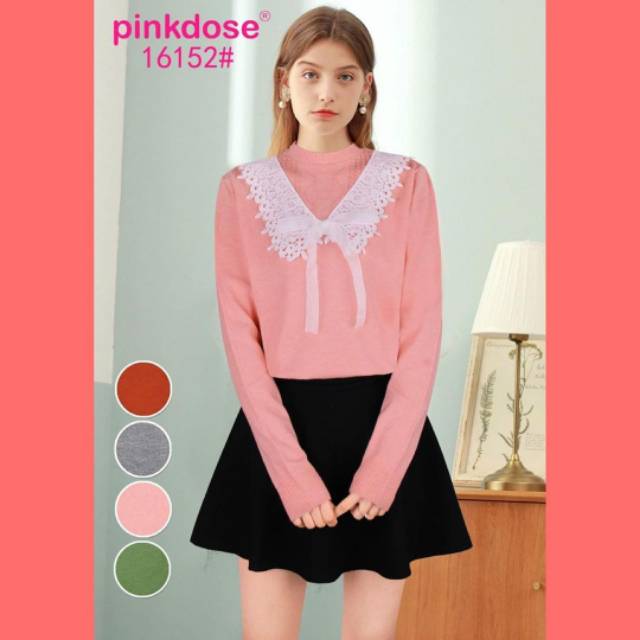 ||ATASAN RAJUT RENDA LEHER PUTIH PINKDOSE|| PREMIUM QUALITY ~ IMPORT