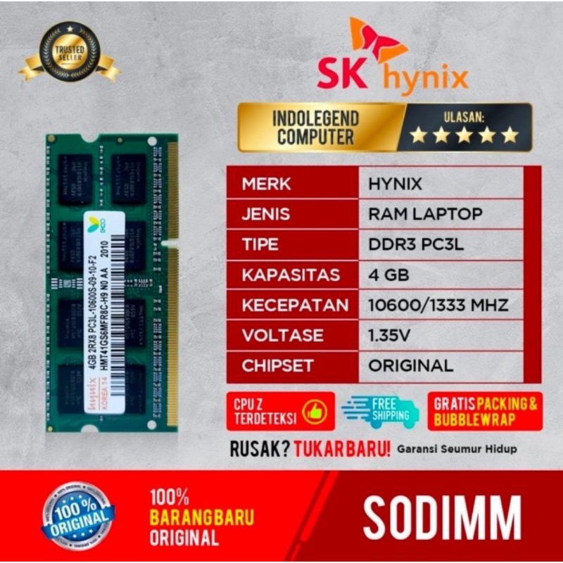 RAM HYNIX SODIM DDR3 4GB L PC10600