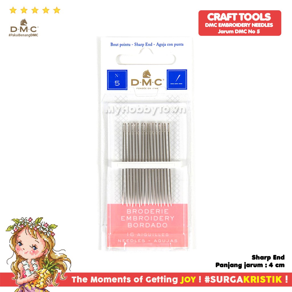 Jarum Sulam Embroidery DMC Nomor 5 Ujung Tajam Sharp End