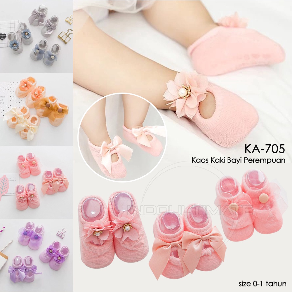 Kaos Kaki Anak Bayi Perempuan 0-1 Tahun Alas Kaki Anak Bayi Balita Baru Lahir  Baby Socks Pelindung Kaki Anak Sarung Tangan Kaki Bayi Cewek KKA-705