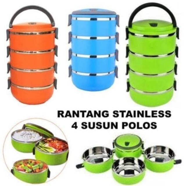 Rantang stainless 4 susun lunch box Rantang 4 warna Doff polos Tempat