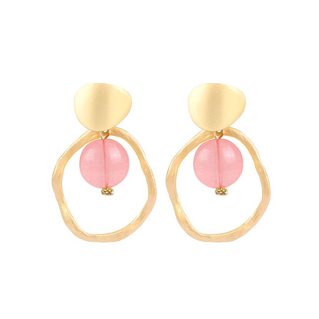 LRC Anting Tusuk Fashion Brown Asymmetric Acrylic Alloy Cutout Earrings F58362