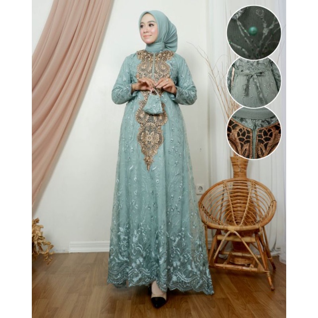 GAMIS BORDIR BUSUI AMINAH/ GAMIS BUSUI AMINAH/ GAMIS BROKAT PESTA AMINAH