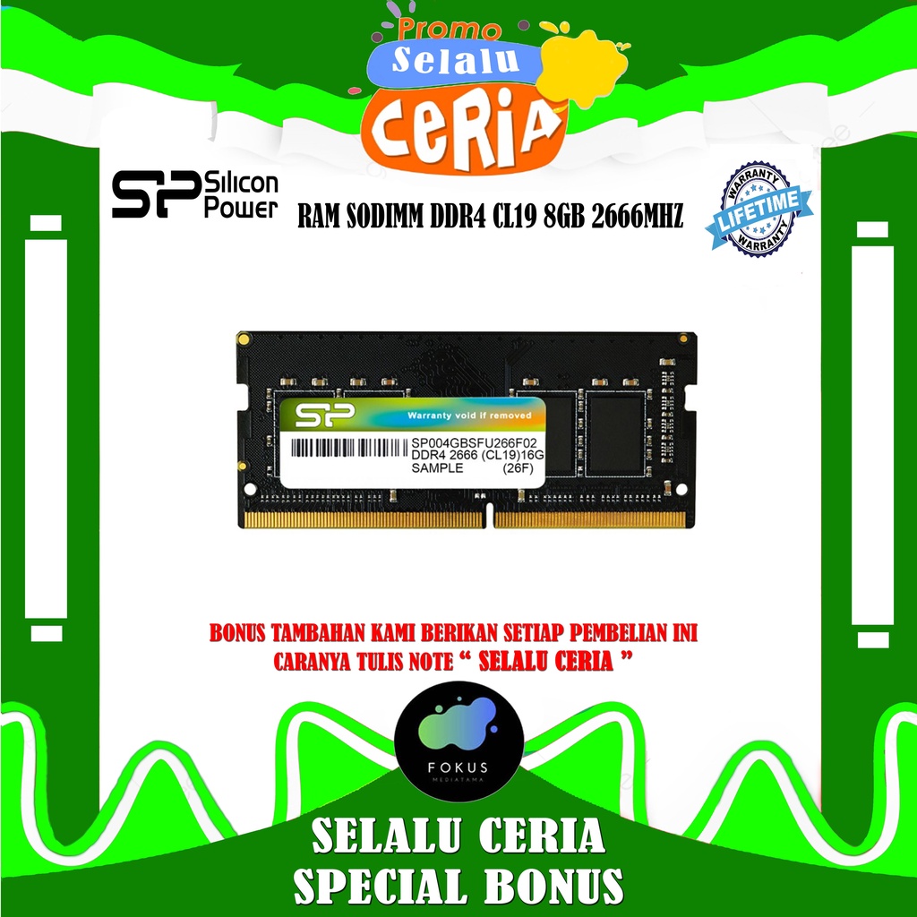 Silicon Power DDR4 2666Mhz 8GB CL19 SO-DIMM RAM Laptop - SODIMM RAM 8GB