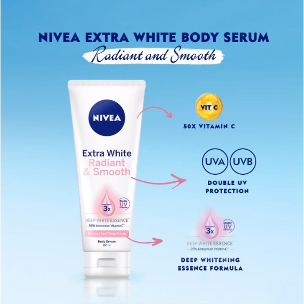 NIVEA Body Serum Extra White-Night-Repair Care Protect-Radiant-Glow-Hijab 180ml (Valensia)